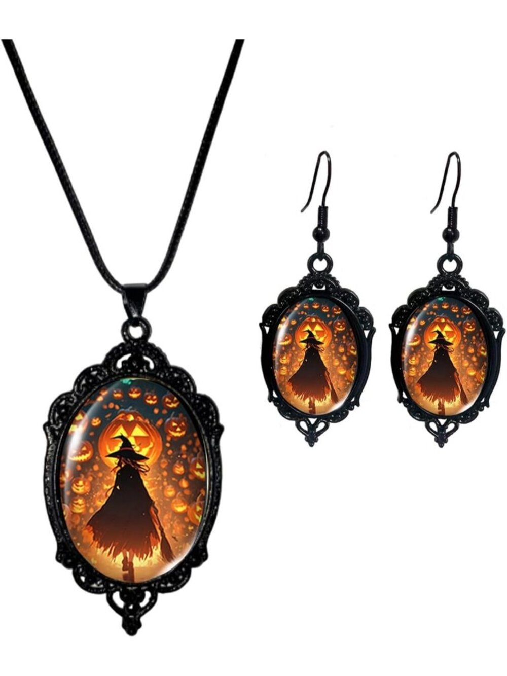 Women’s Yellow Jewelry Set Blue Halloween Victorian Punk Gothic Necklace Earring
